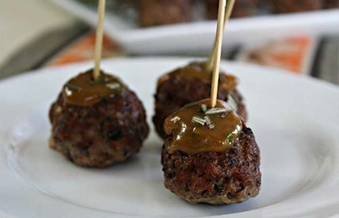 Beef mushroom meatballs with maple Dijon sauce