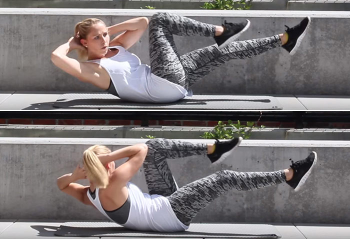 Bicycle crunch core strengthening exercises
