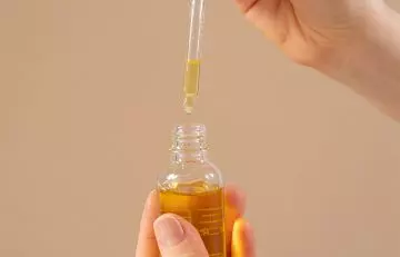 Castor oil in glass bottle for dry eye