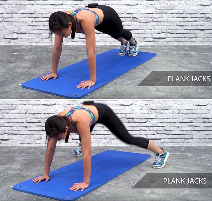 Plank jacks core strengthening exercise