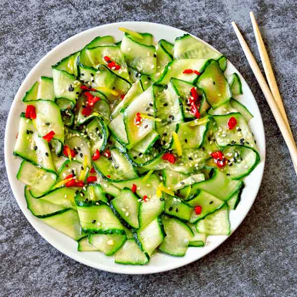 Sriracha Chinese cucumber salad