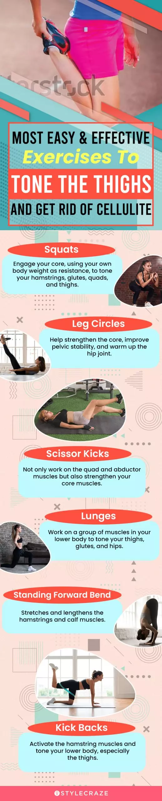 most easy & effective excercises to tone the things and get rid of cellulite (infographic)
