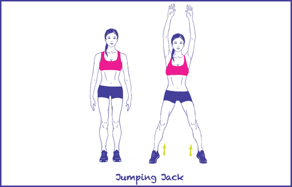 Jumping jack exercise for pear shaped body