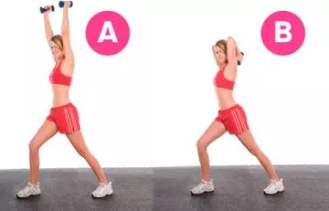 Lunge with triceps extension exercise for pear shaped body