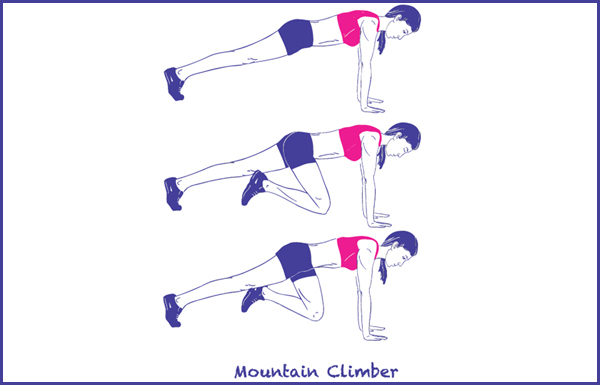 Mountain climber exercise for pear shaped body