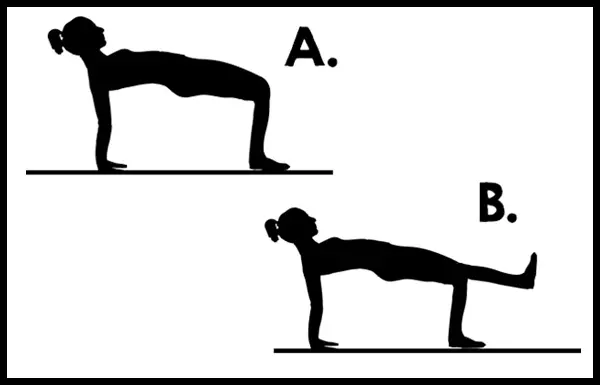 Reverse tabletop with leg lift exercise for pear shaped body