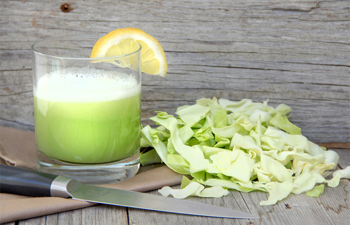 Cabbage juice in a glass