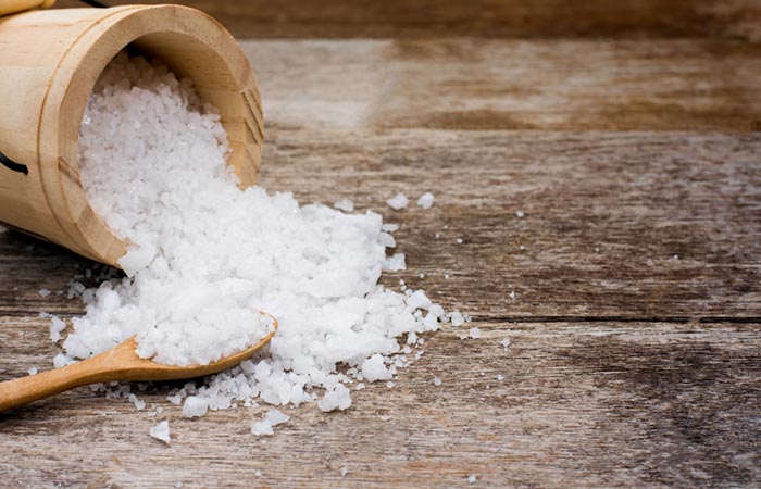Epsom salt on a wooden surface