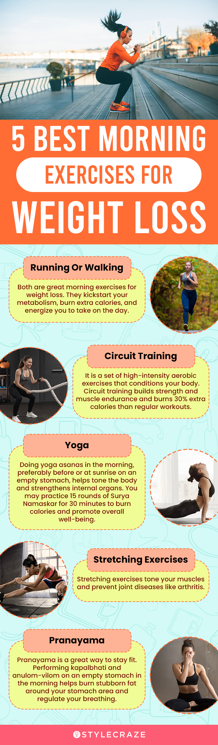 5 best morning exercises for weight loss (infographic)