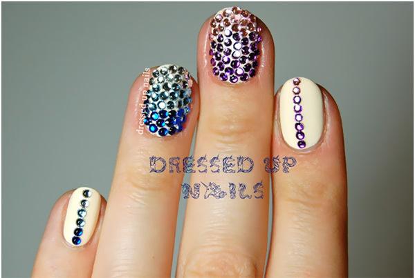 Gradient Rhinestone Nail Art