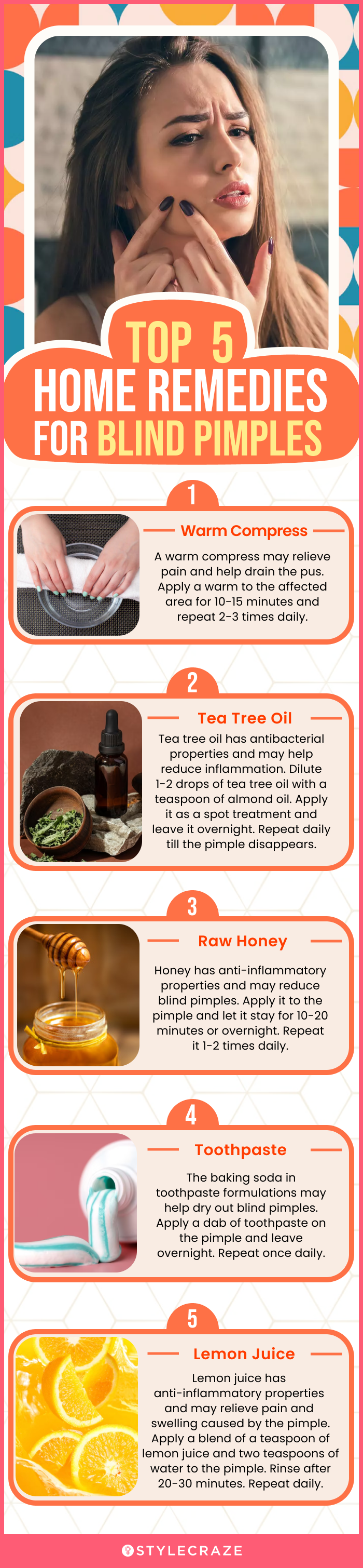 top 5 home remedies for blind pimples (infographic)
