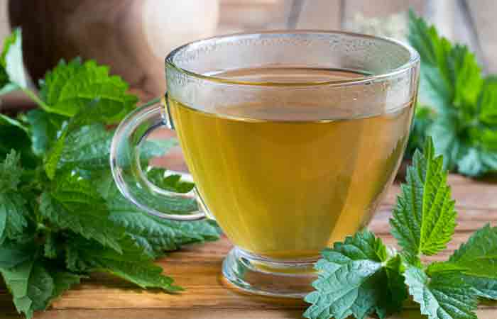 A cup of freshly brewed nettle tea