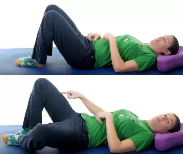 Lying single leg adductor stretch for groin muscles