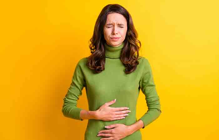 Woman with an upset stomach 
