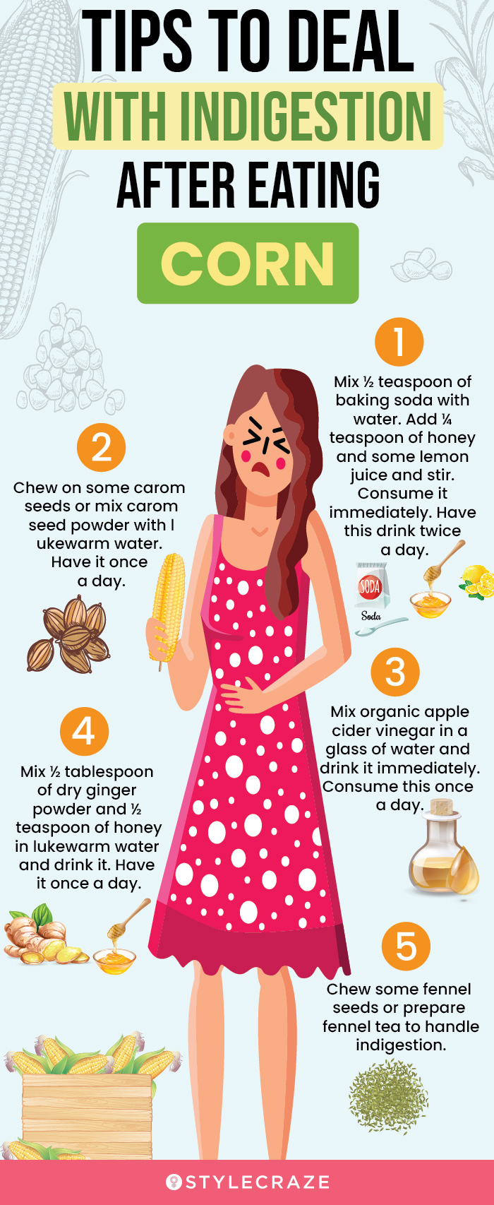 tips to deal with indigestion after eating corn (infographic)