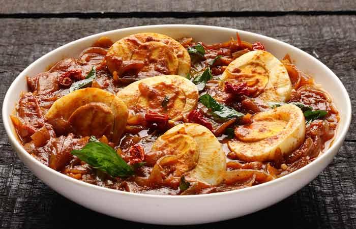 Tomato egg curry for Indian dinner