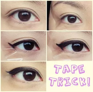 Create winged eyeliner with a tape