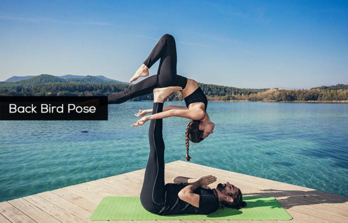 Back bird pose of acro yoga