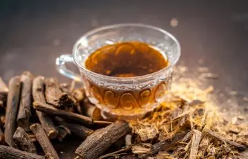A cup of licorice root tea