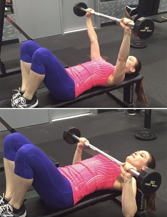Barbell bench press chest exercises for women