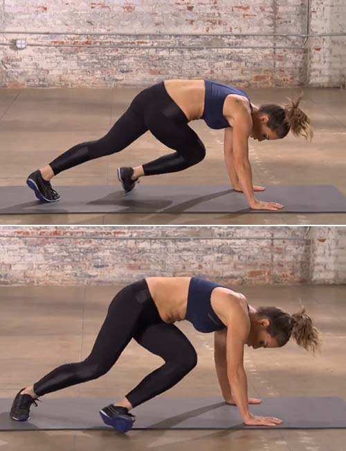 Cross body mountain climber exercise for obliques and abs