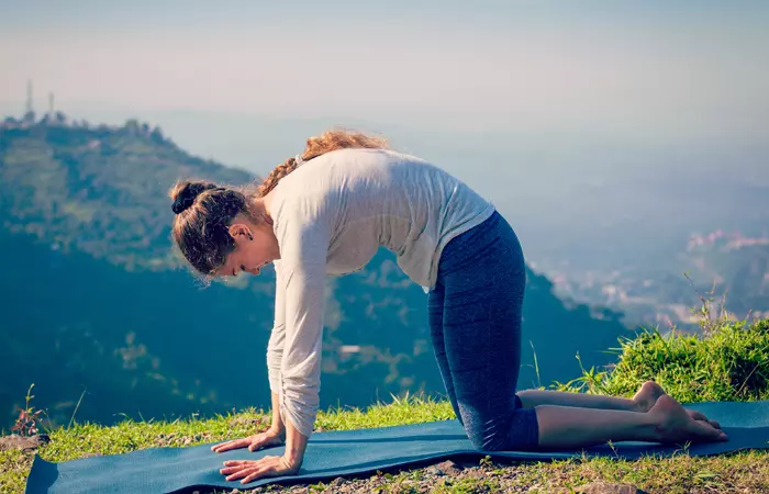 Marjariasana yoga pose to alleviate anxiety