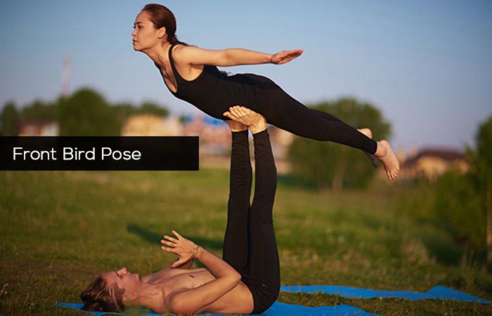 Front bird pose of acro yoga