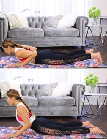 Half cobra push-up is an excellent choice of arm exercises without weights to lose arm flab
