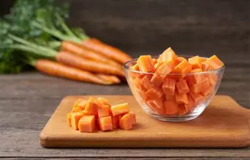 Chopped carrots kept in a bowl