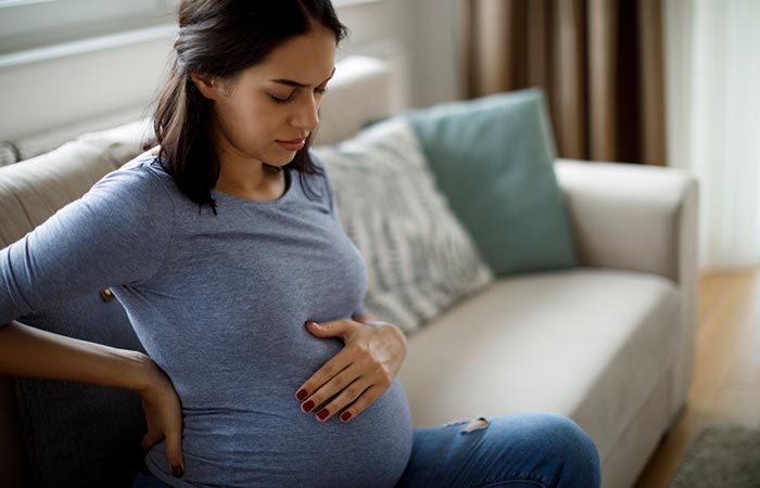 Pregnant woman feeling discomfort