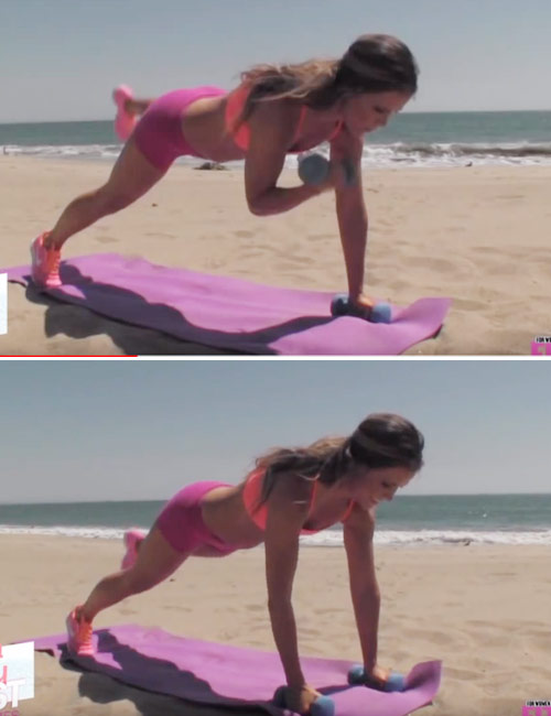 Plank with arm curl upper body exercise