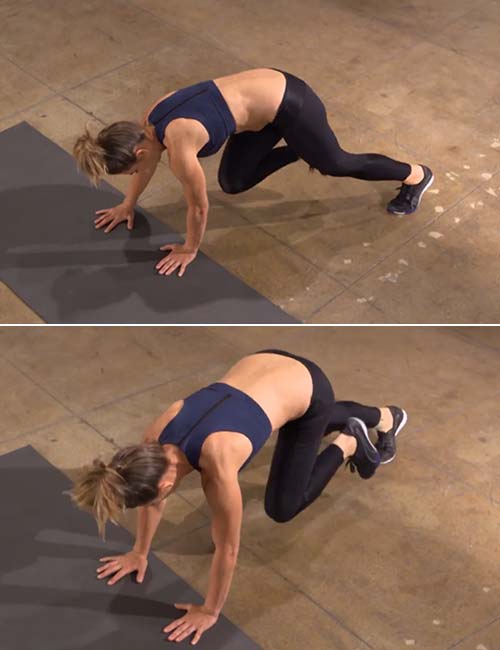 Semicircle mountain climber exercise for abs and quads