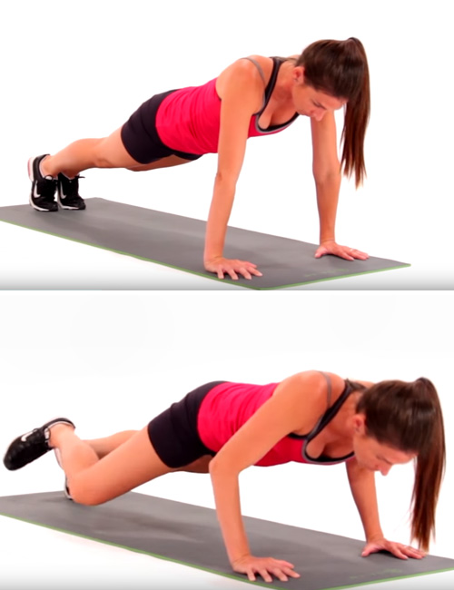 The spiderman push-up is an arm exercise without weights that works the biceps, triceps, and the glutes