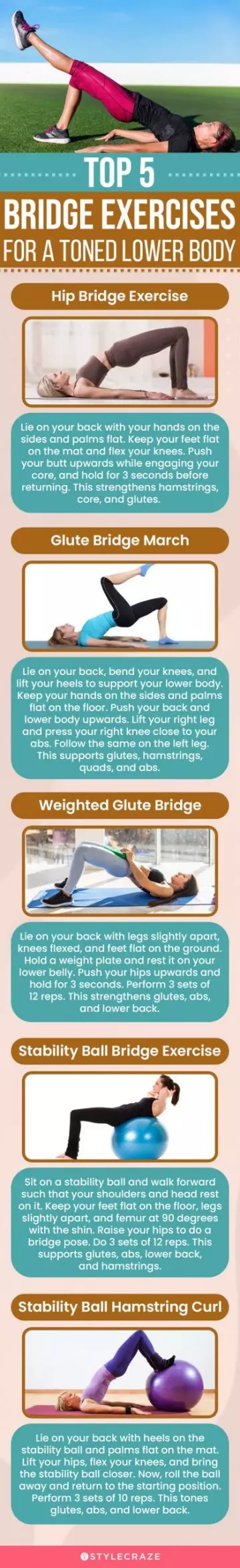 top 5 bridge exercises for a toned lower body(infographic)