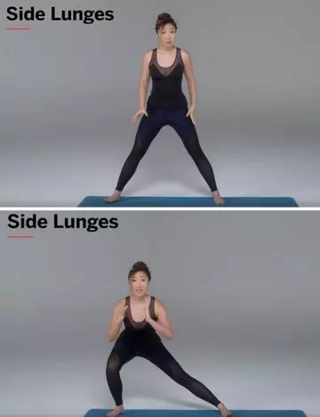 Alternating side lunge lower body workout for women