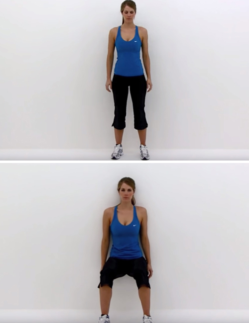 Wall sit lower body workout for women