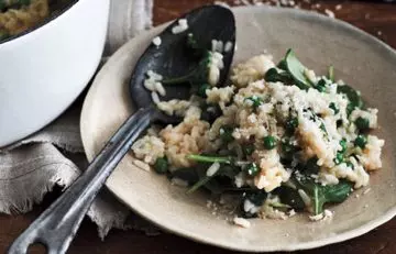 Low Calorie Lunch - Baked Spinach and Pea Risotto