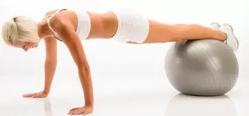 Plank workout with legs on exercise ball