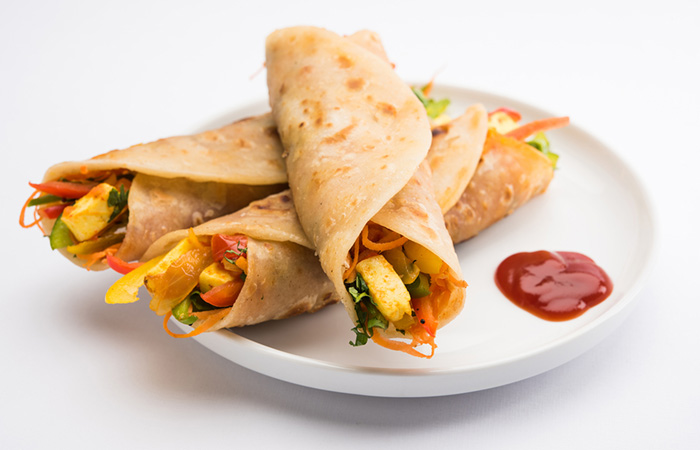 Chapati rolls Indian breakfast for kids