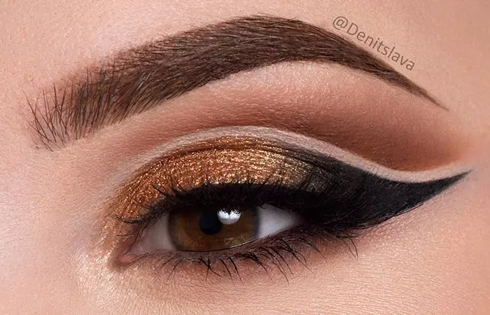 Gold eyeshadow makeup for brown eyes