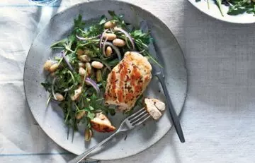 Low Calorie Lunch - Rosemary Chicken With Arugula And White Beans