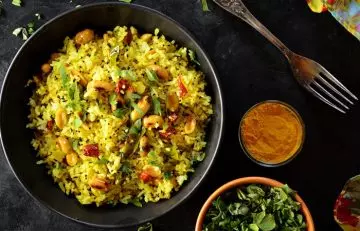 Vegetable poha Indian breakfast for kids