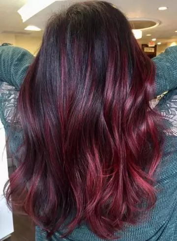 Beautiful burgundy hair color for women with blue eyes