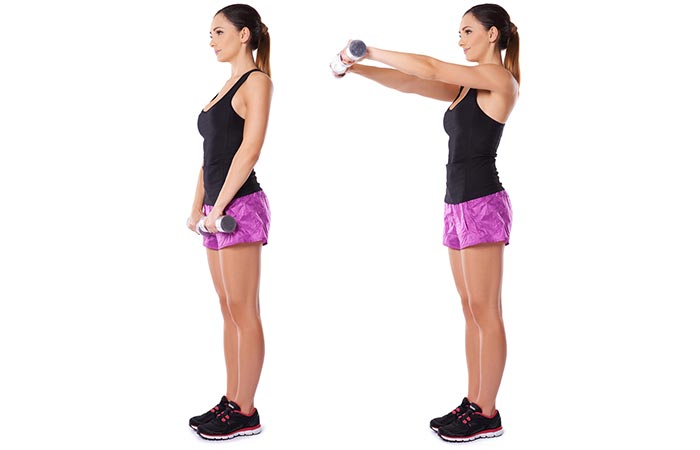 Steps of dumbbell front raises the best shoulder exercises for women