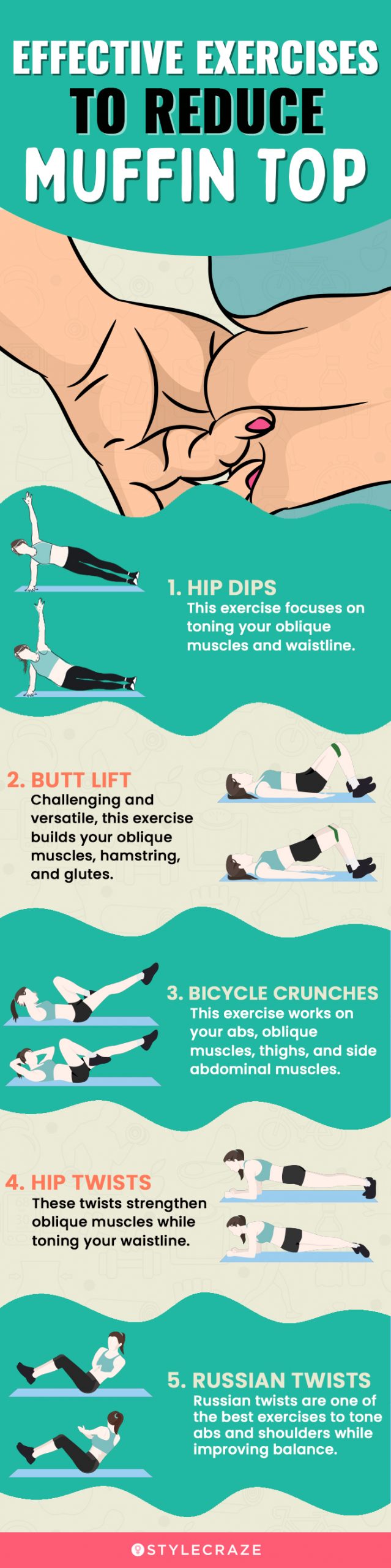 effective exercises to reduce muffin top (infographic)