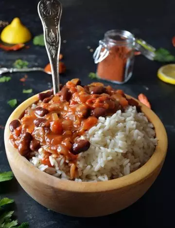 Rajma chawal is the main course Indian vegetarian dinner food