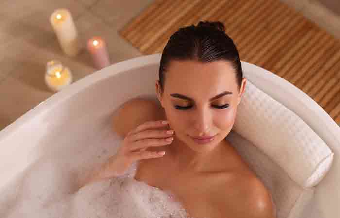 Woman enjoying a rejuvenating bath
