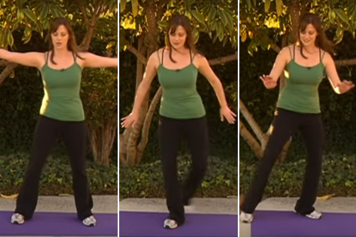 Grapevine step aerobics exercise for weight loss
