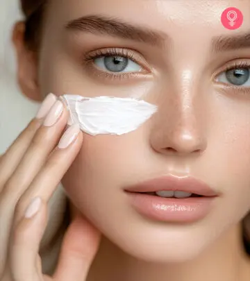 Woman Applying Night Cream For Beautiful Skin