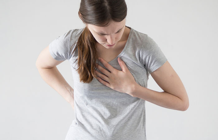 A woman having burning sensation in the chest due to side effects camphor.